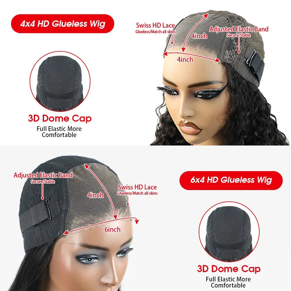 Pré-coupée | Sans colle | Lisse | Sans colle | Cheveux humains | Brésiliens | Prête à porter | Pré-épilée