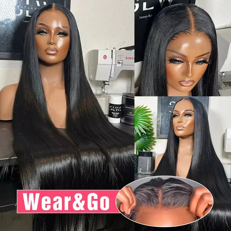 Pré-coupée | Sans colle | Lisse | Sans colle | Cheveux humains | Brésiliens | Prête à porter | Pré-épilée