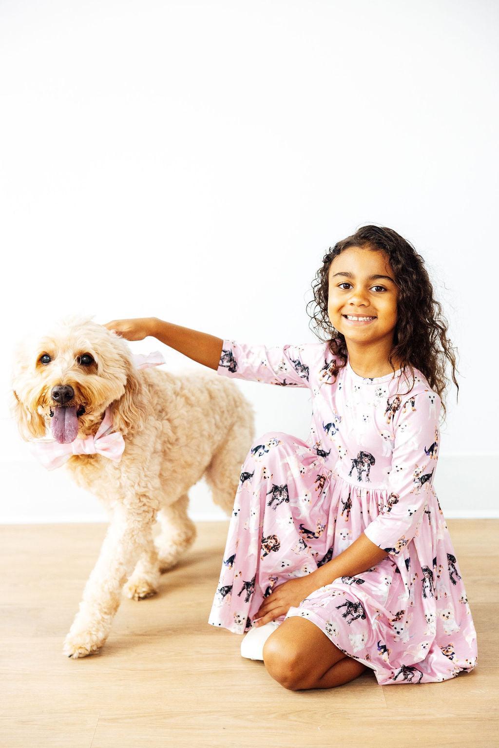 Robe Patineuse 3/4 Manches avec Poches Bisous de Chiot