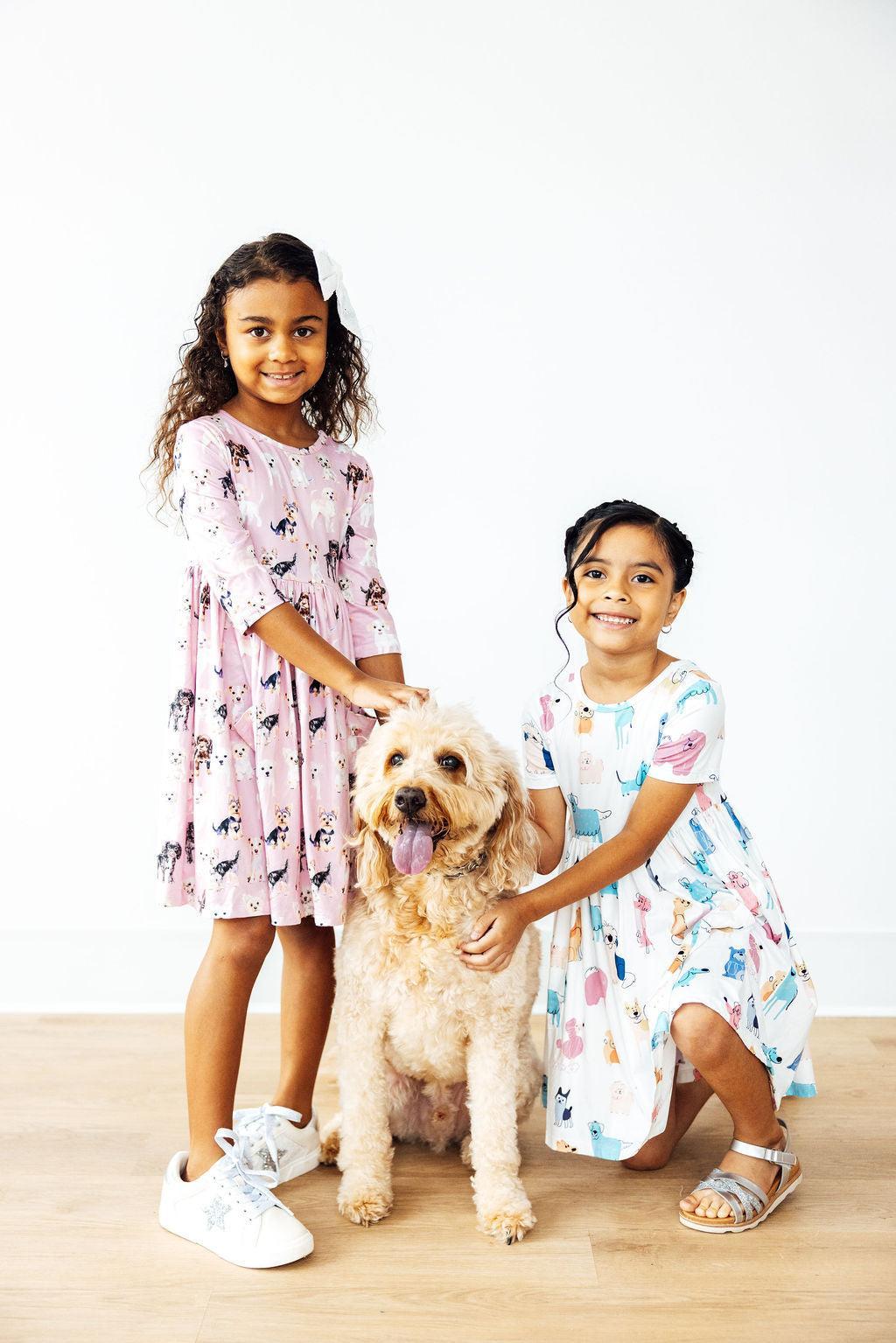 Robe Patineuse 3/4 Manches avec Poches Bisous de Chiot