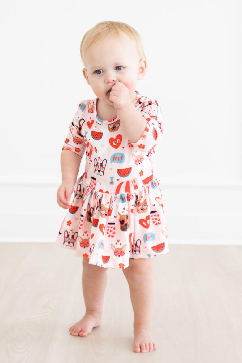 Body bébé tourniquet 3/4 manches « Puppy Love »