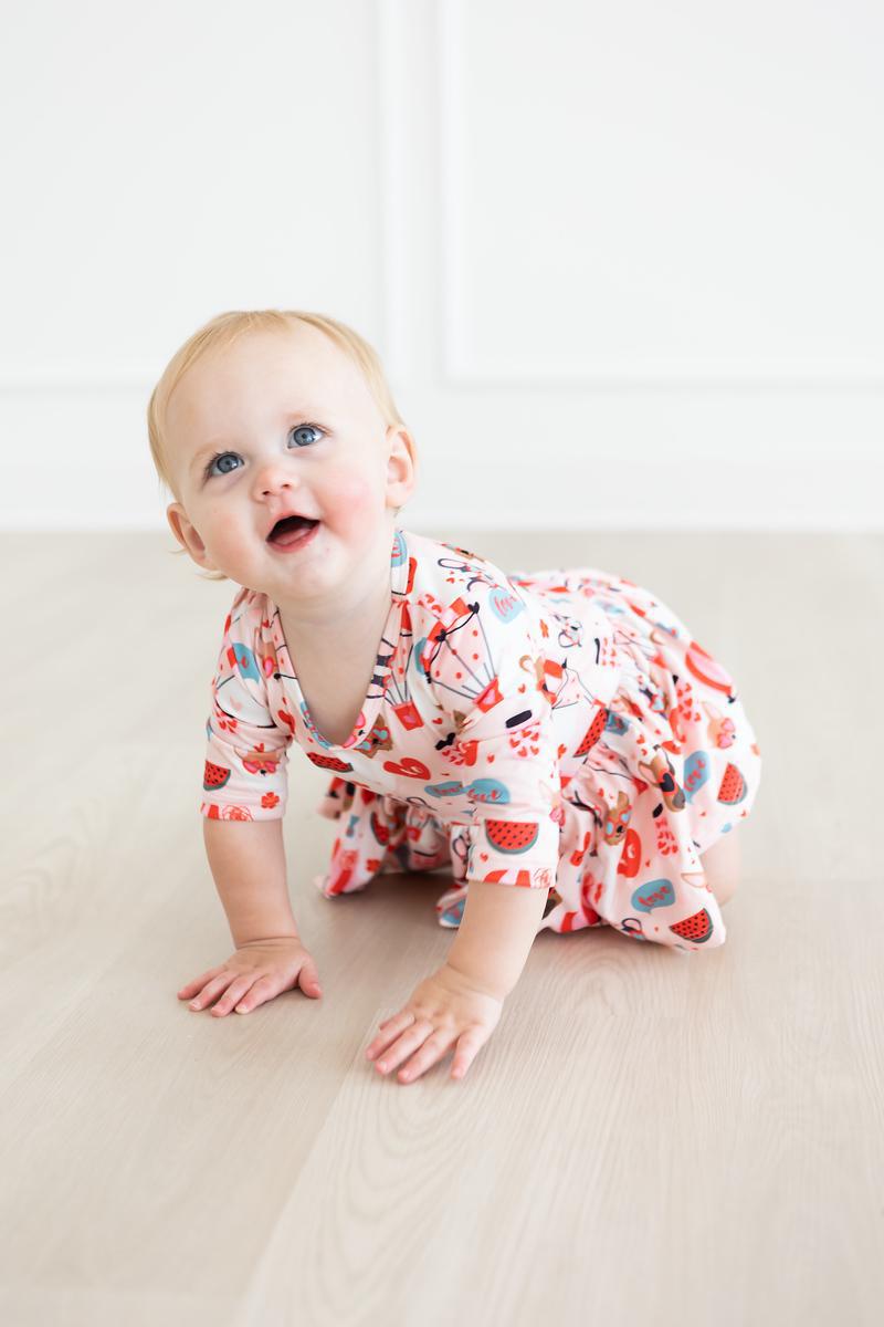 Body bébé tourniquet 3/4 manches « Puppy Love »