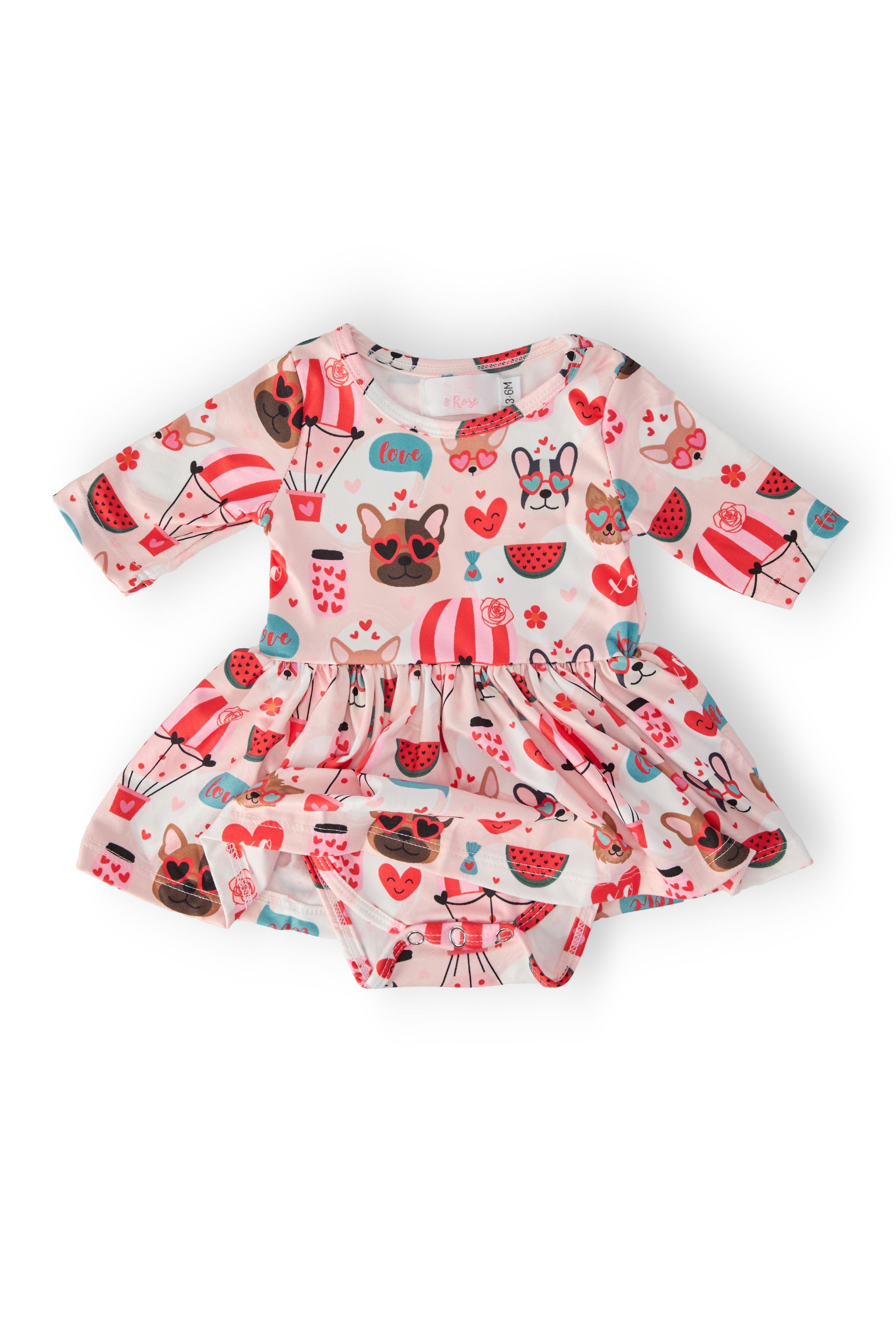Body bébé tourniquet 3/4 manches « Puppy Love »