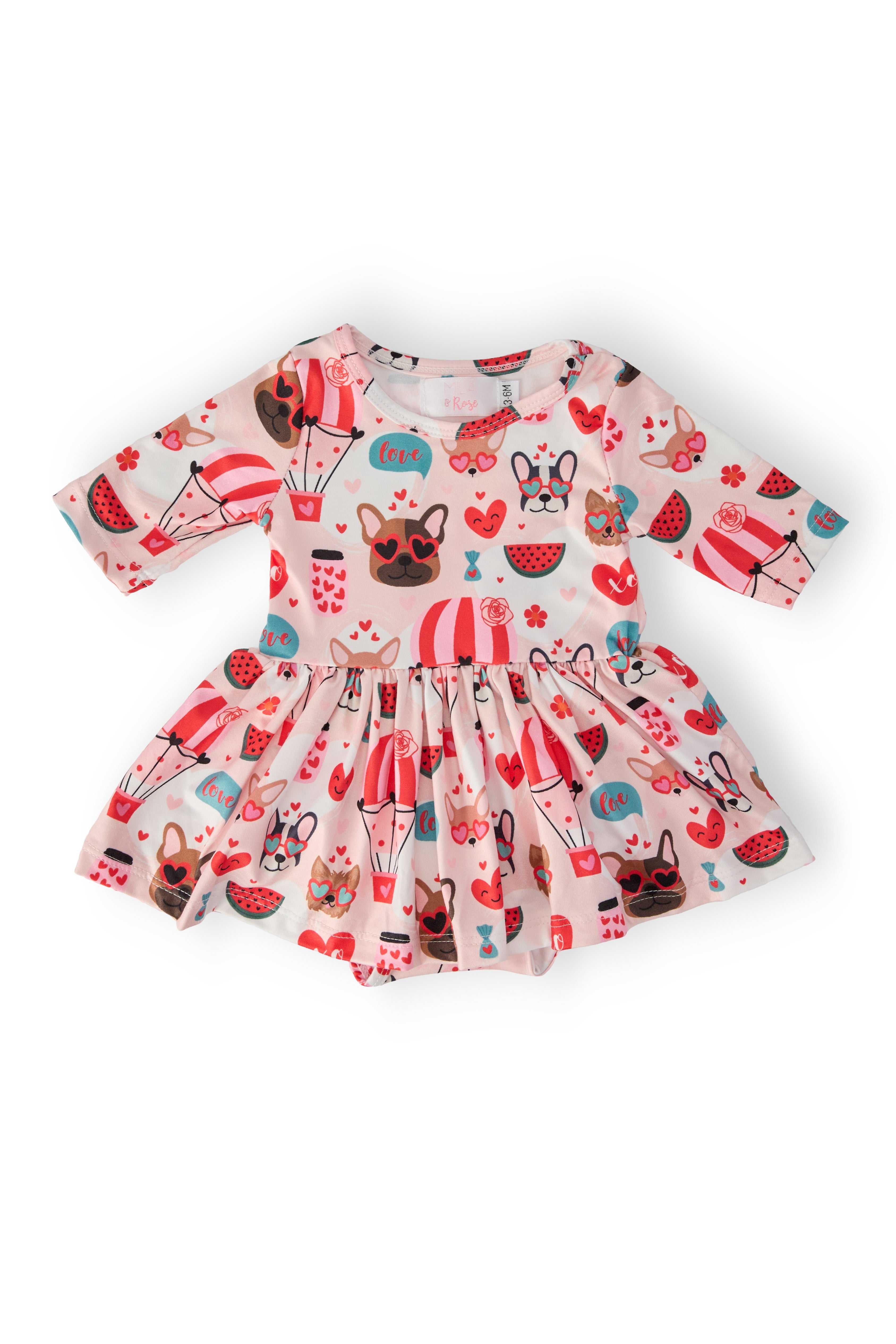 Body bébé tourniquet 3/4 manches « Puppy Love »