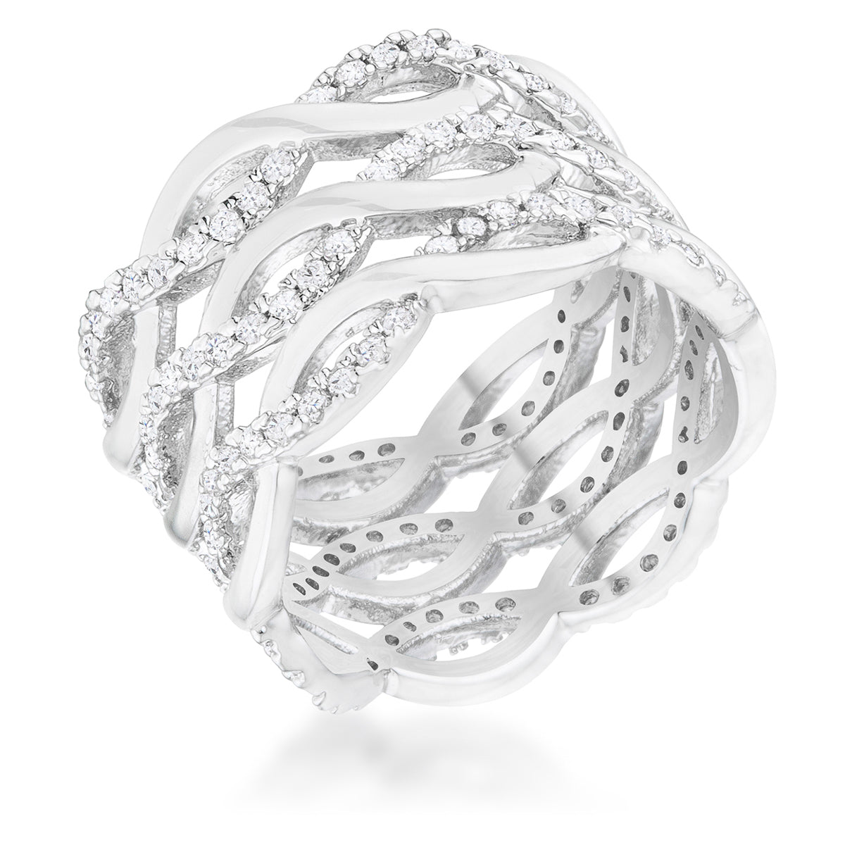 Contemporary 0.88ct CZ Twist Wide Cocktail Ring