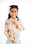 Blouson en satin licornes rétro