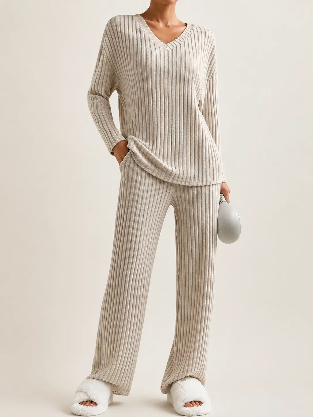 Ribbed Knit Lounge Set – LÁVINE™ Cozy Two-Piece Outfit for Women