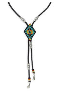 Collier en cuir et perles de charme rustique