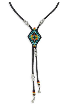 Collier en cuir et perles de charme rustique
