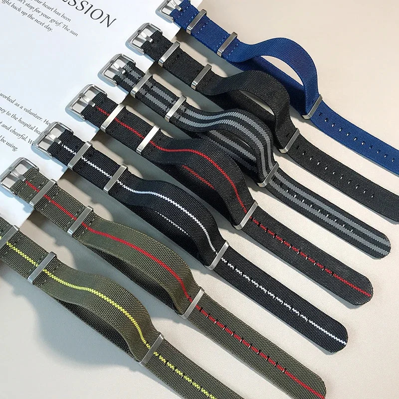 Polar Watch Band Nylon Elastic Strap Unisex Military Style Blue Red