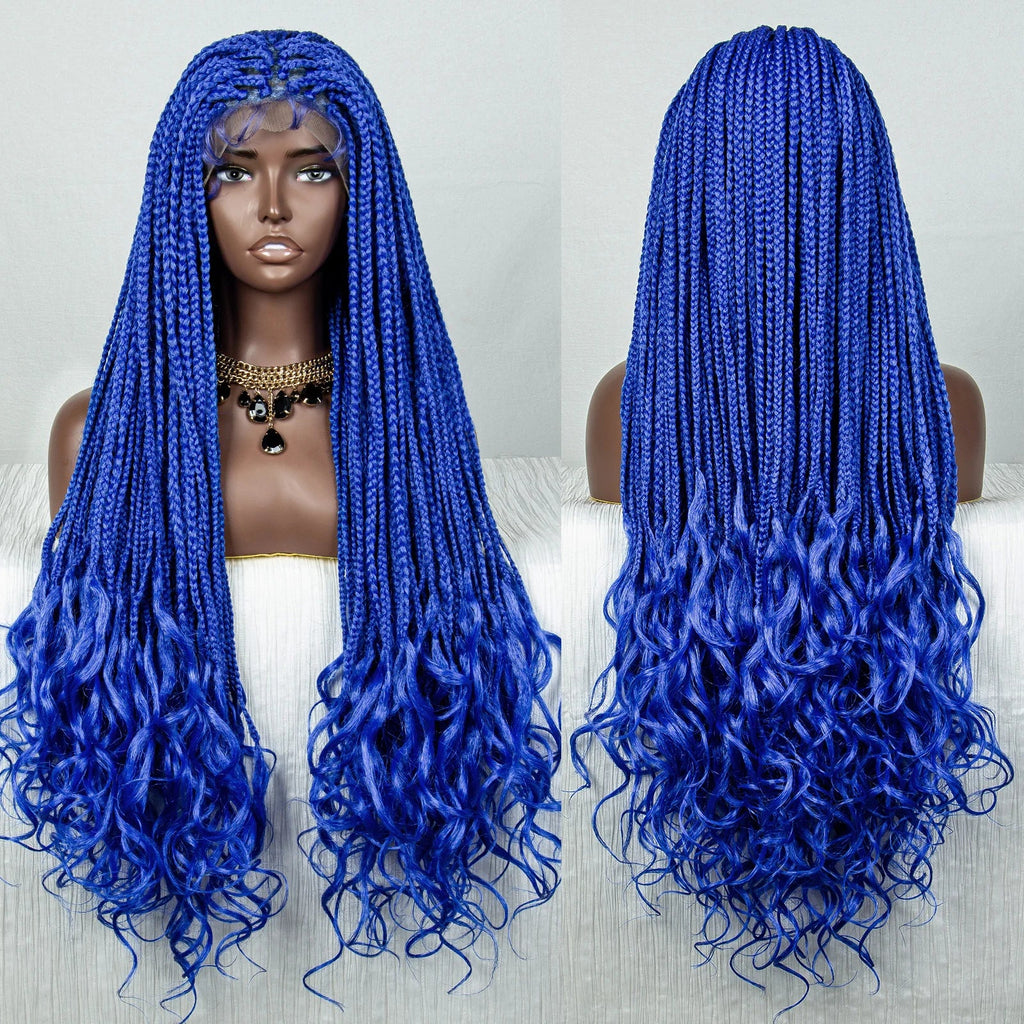 Perrue tressée Water Wave 36" | Dentelle frontale | Cheveux de bébé | Longues tresses