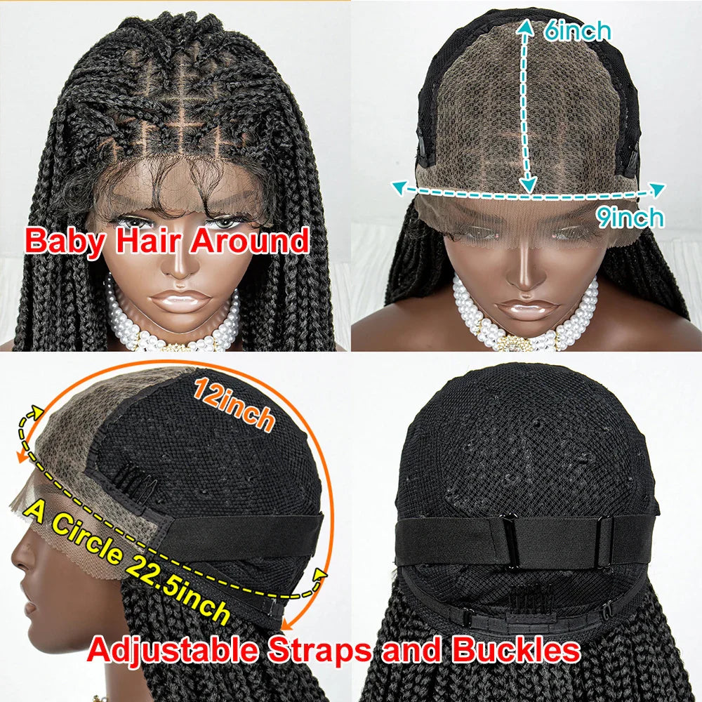 Perrue tressée Water Wave 36" | Dentelle frontale | Cheveux de bébé | Longues tresses