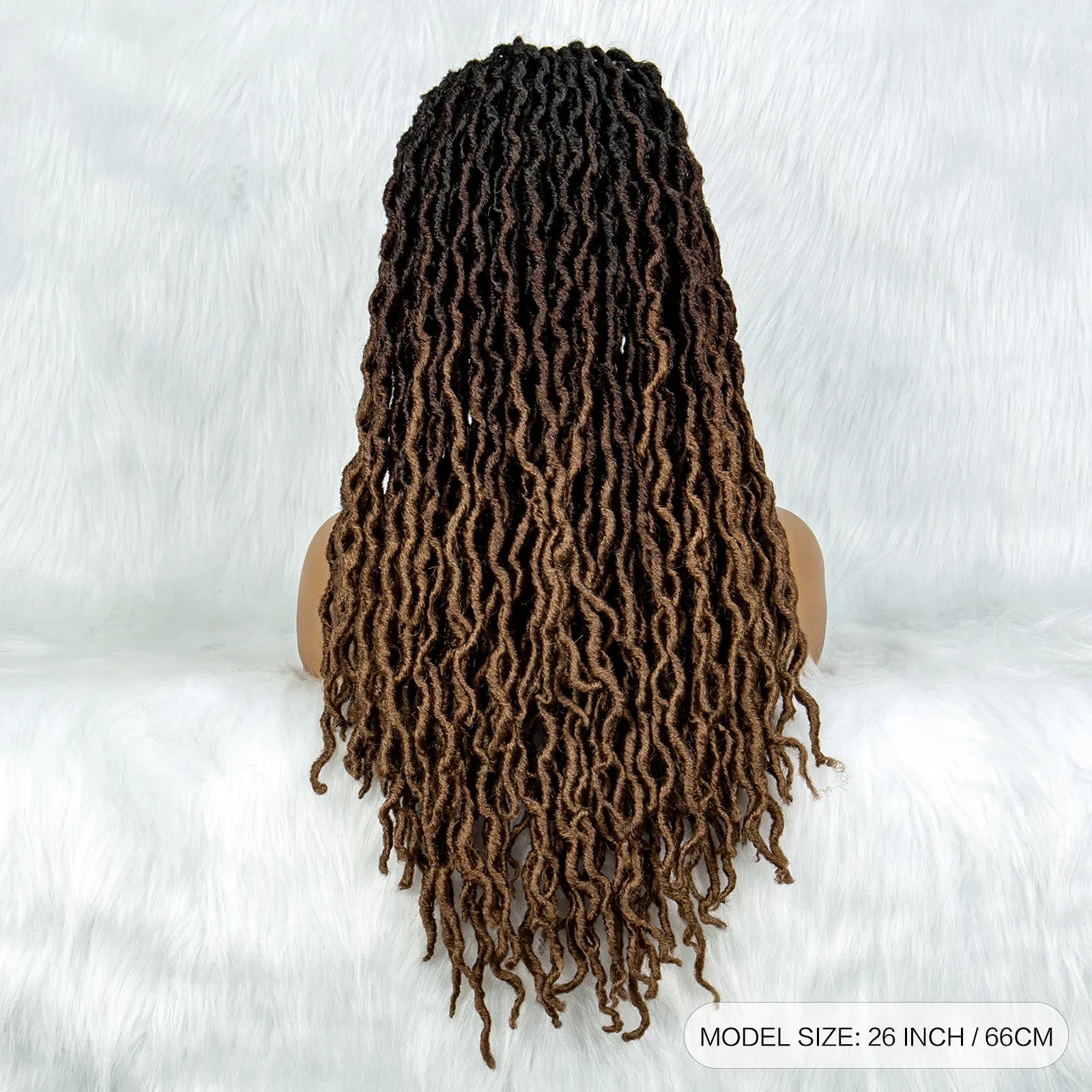 Perruque tressée sans nœuds avec pointes bouclées et cheveux de bébé | Perruque synthétique Lace Front pour femmes noires