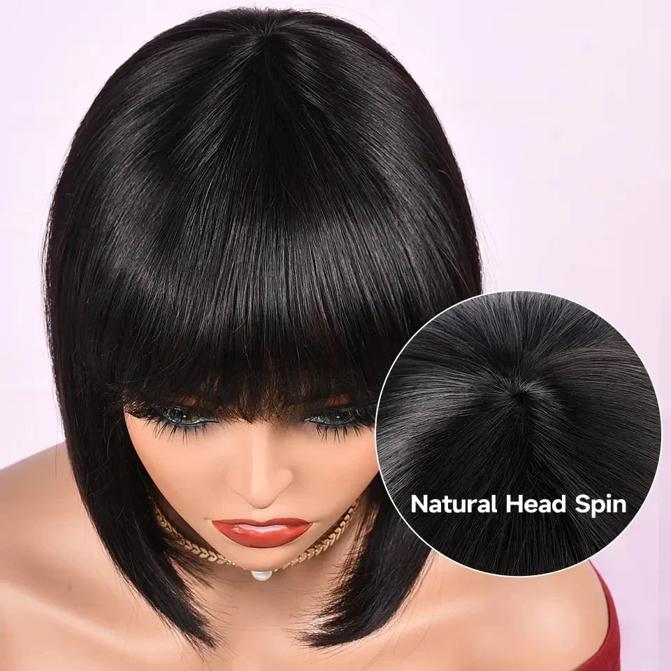 180% Density Minimalist Straight Bob Wig | Middle Part Lace with Bangs