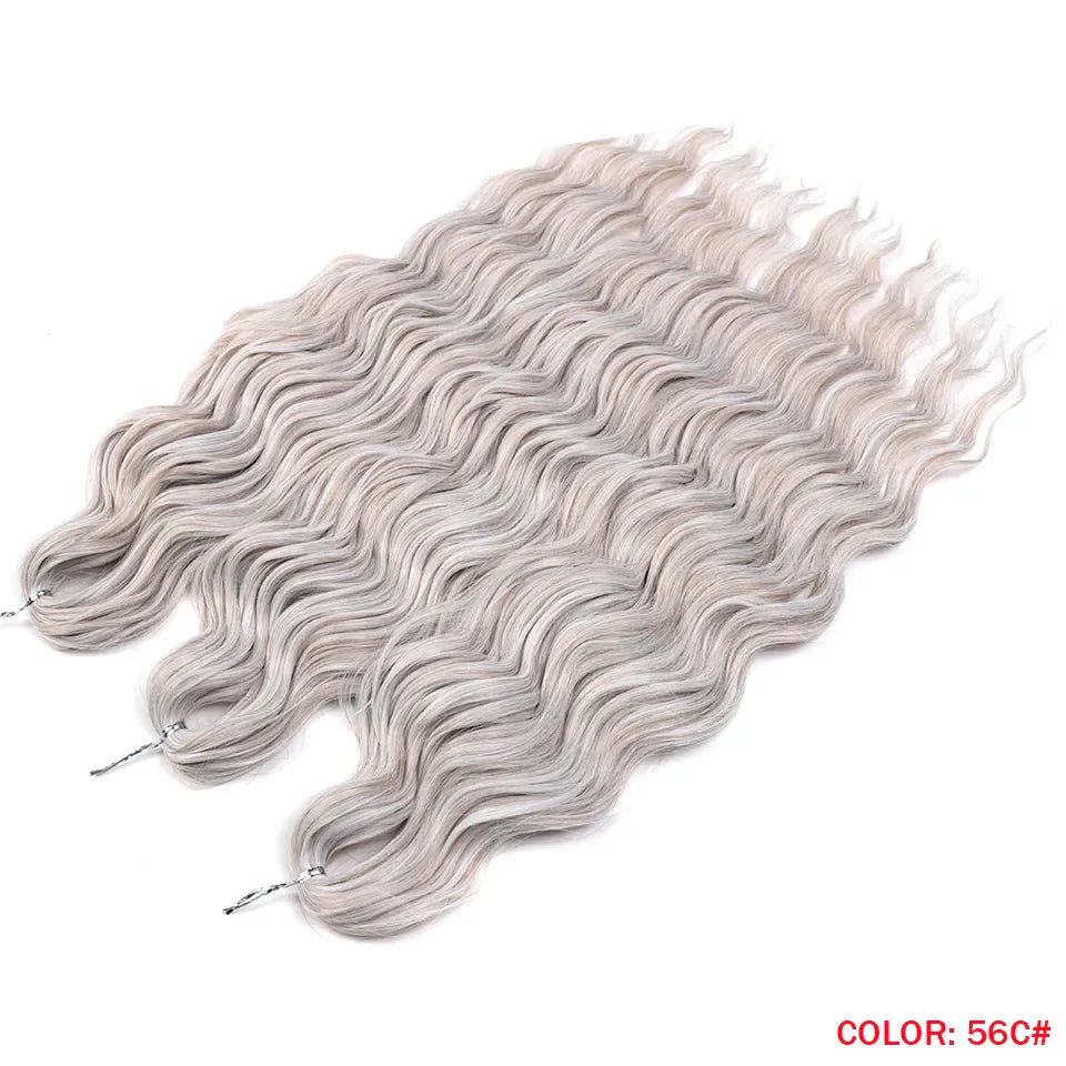 Cheveux au crochet torsadés orange de 24 pouces | Extensions de tresses synthétiques Deep Wave | Cheveux Water Wave | Fibre résistante à la chaleur | 60 mèches/paquet