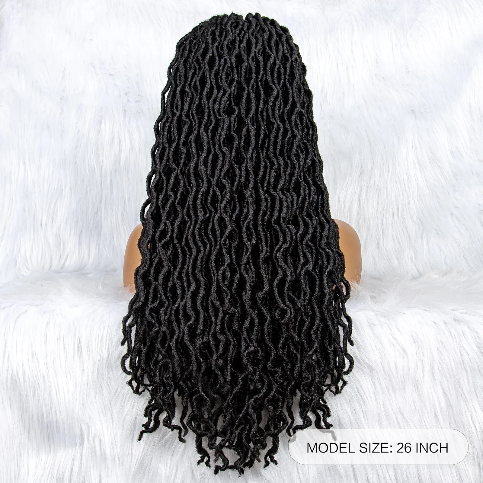 Perruque tressée sans nœuds avec pointes bouclées et cheveux de bébé | Perruque synthétique Lace Front pour femmes noires