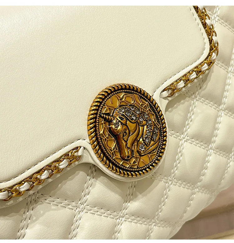 Sac à bandoulière en cuir véritable de luxe pour femmes | Nouveau sac à main sous les aisselles grande capacité de créateur (treillis diamant)