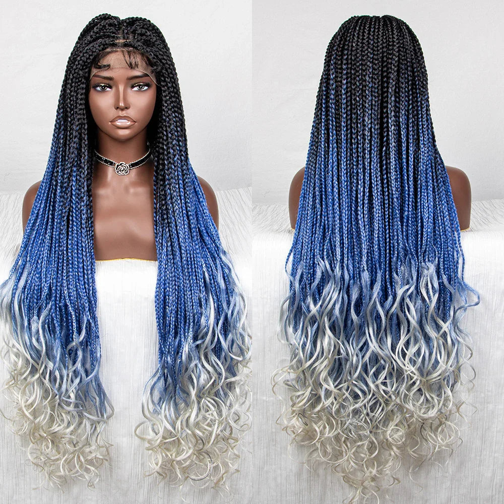 Perrue tressée Water Wave 36" | Dentelle frontale | Cheveux de bébé | Longues tresses