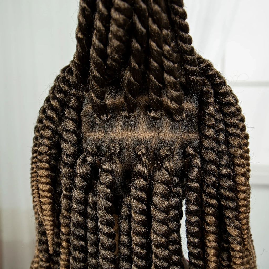 16" Knotless Box Twist Braided Wig | HD Full Lace | Natural Lace Front | Baby Hair | Synthetic Hair