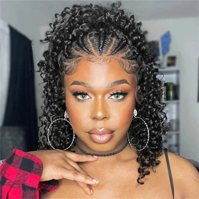 Perruque chignon tressé bouclé | Frontal 13x4 | Cheveux naturels | Remy | Densité 210