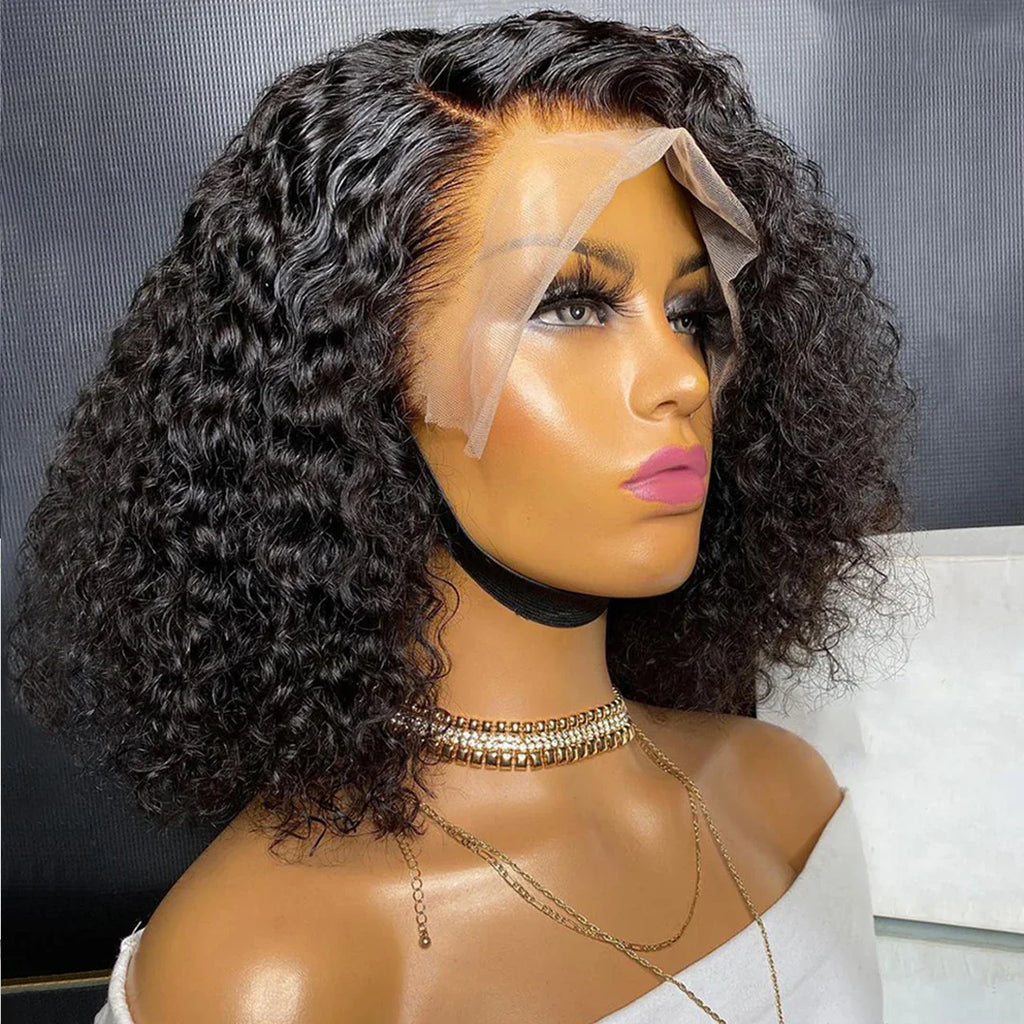 Perruque Bob Bouclée Crépue 12A | Perruque Frontale en Dentelle 13x4 Sans Colle | Cheveux Brésiliens Remy