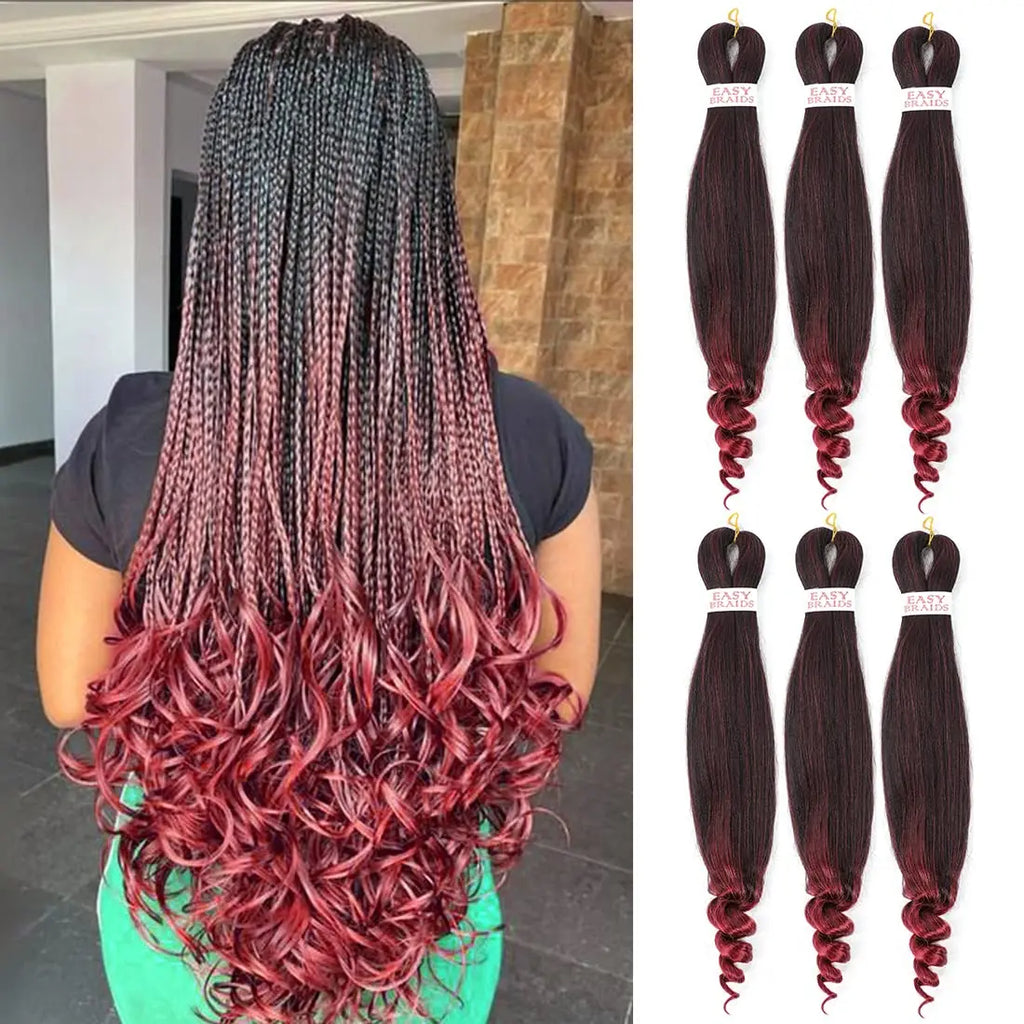 Cheveux à tresser frisés pré-étirés - Tresses au crochet noir naturel (fixation à l'eau chaude)