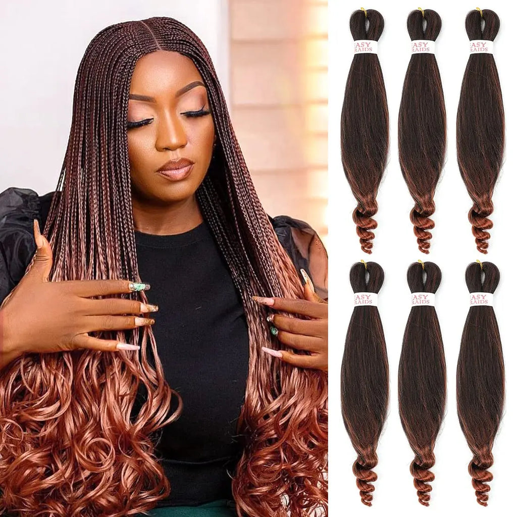 Cheveux à tresser frisés pré-étirés - Tresses au crochet noir naturel (fixation à l'eau chaude)