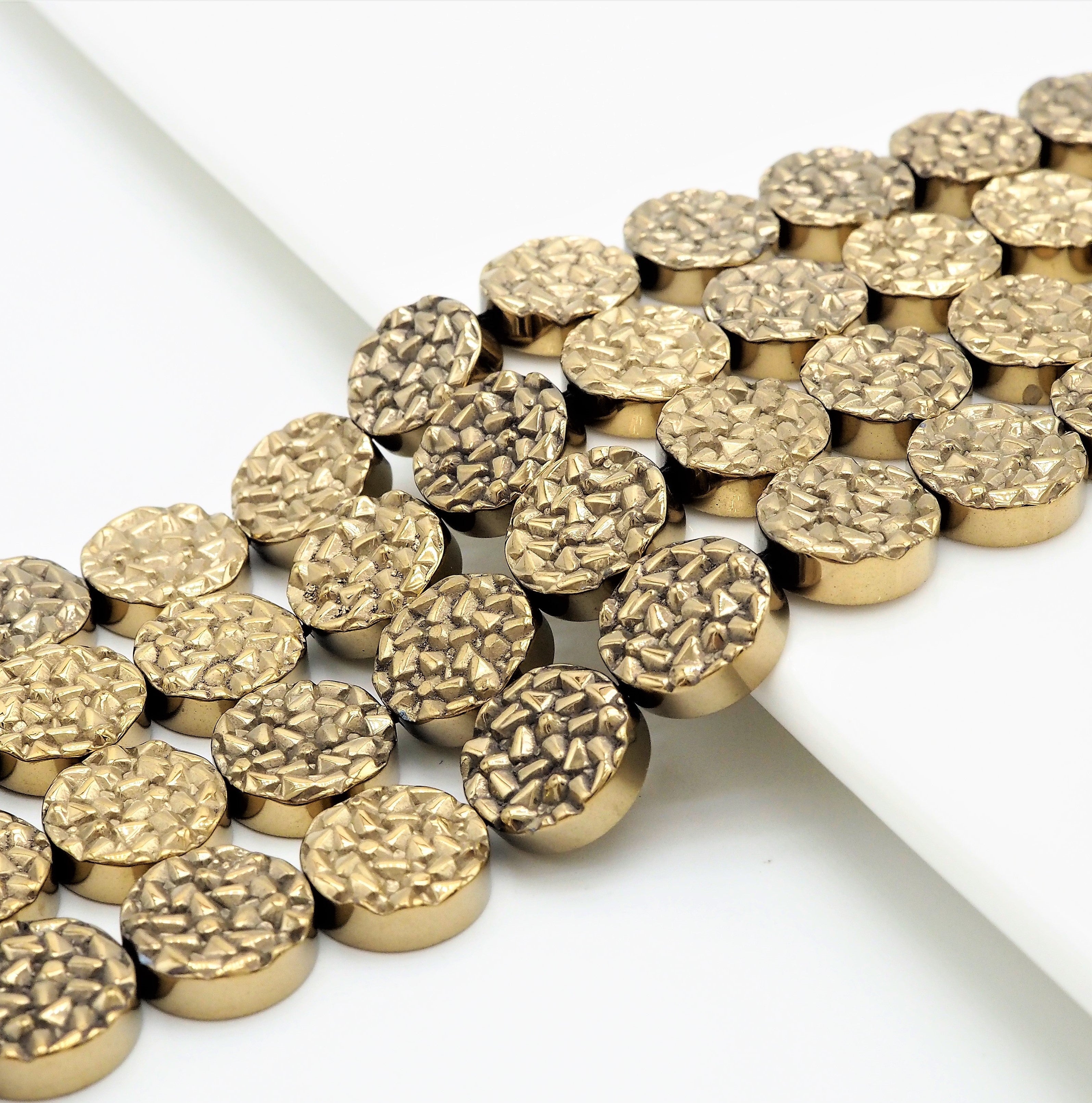 Natural Gold Druzy Style Hematite Beads, S101