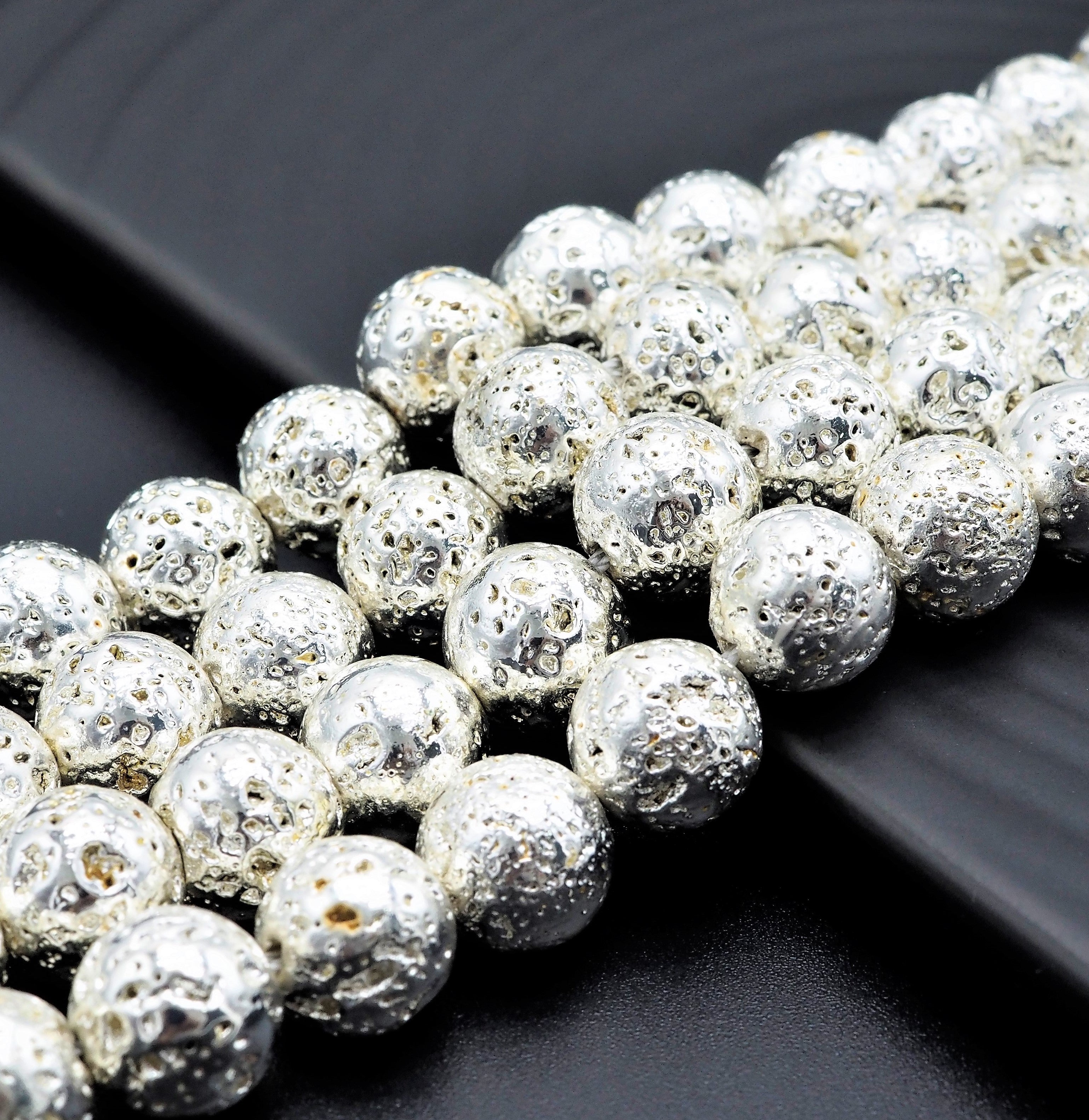 NEW!!! Silver Plated Lava Round Beads, 4mm/6mm/8mm/10mm/12mm silver Gemstone Beads,15.5" Full Strand, Wholesale Gemstone Beads,SKU#S109