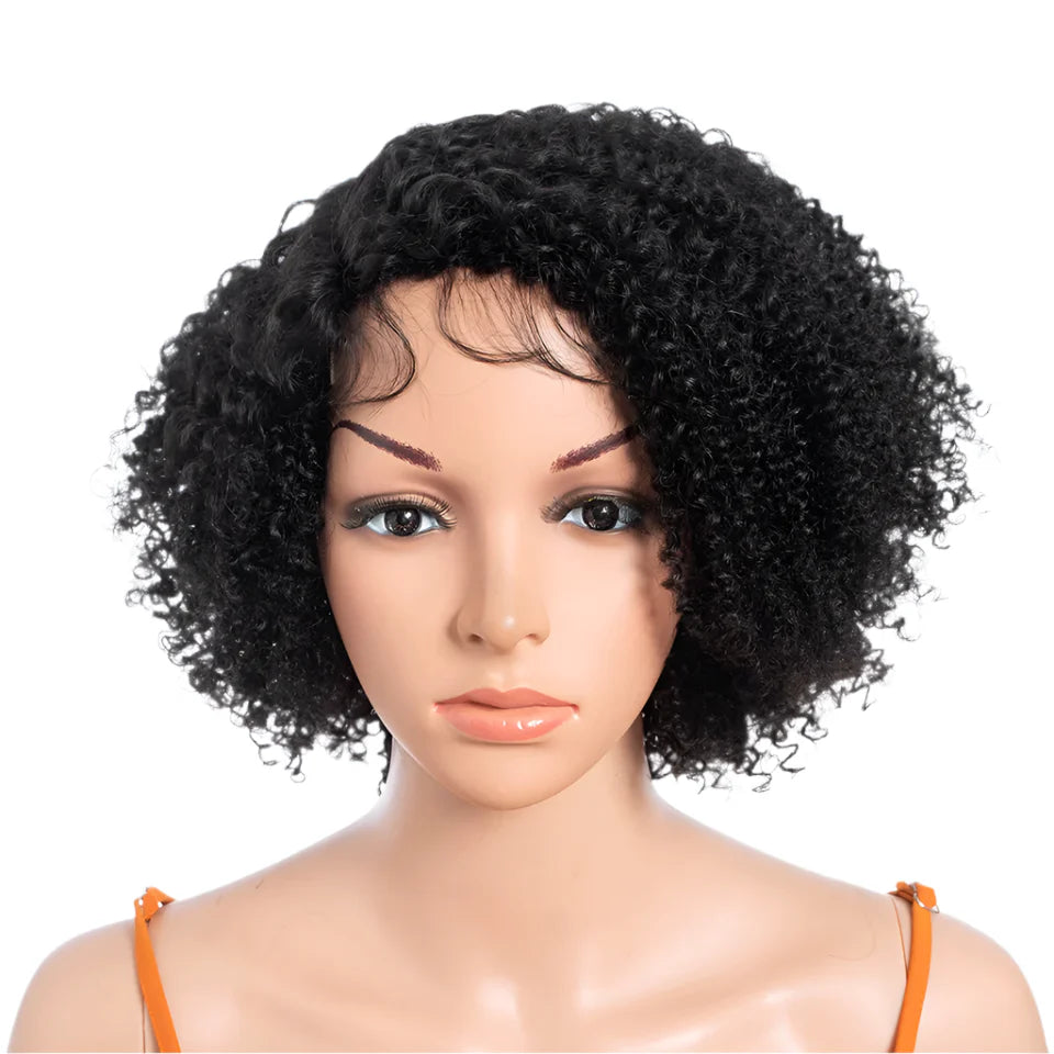 Perruque courte bob Ombre Honey 4/27 Afro Kinky Curly | Perruque en dentelle de cheveux humains avec baby hair