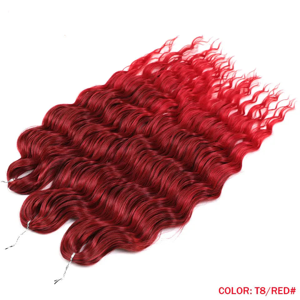 Cheveux au crochet torsadés orange de 24 pouces | Extensions de tresses synthétiques Deep Wave | Cheveux Water Wave | Fibre résistante à la chaleur | 60 mèches/paquet