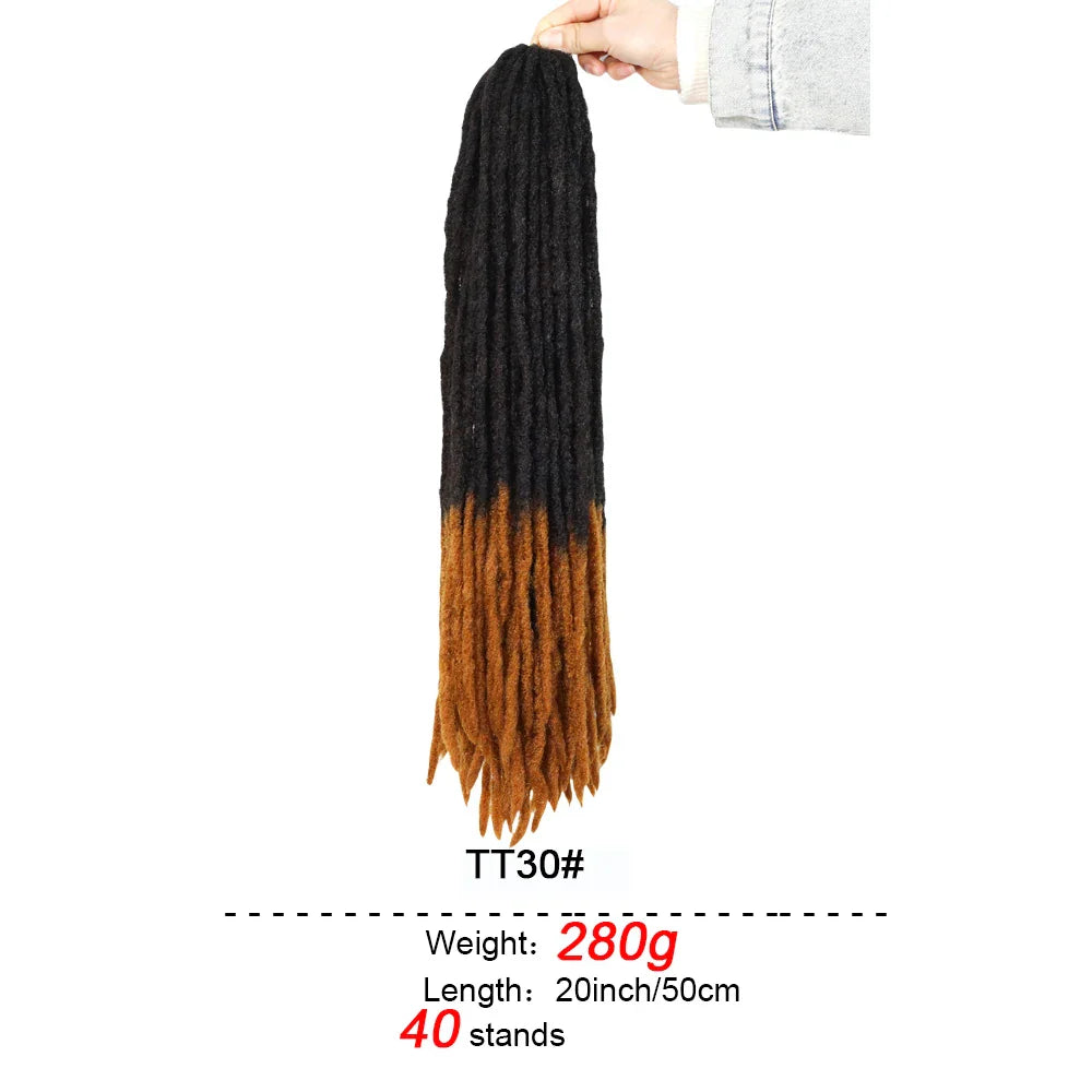 Cheveux au crochet Ombrés Souples de 20 Pouces (Dreadlocks) | Fausses locs Synthétiques Lisses pour Femmes Noires (Fibre Kanekalon)