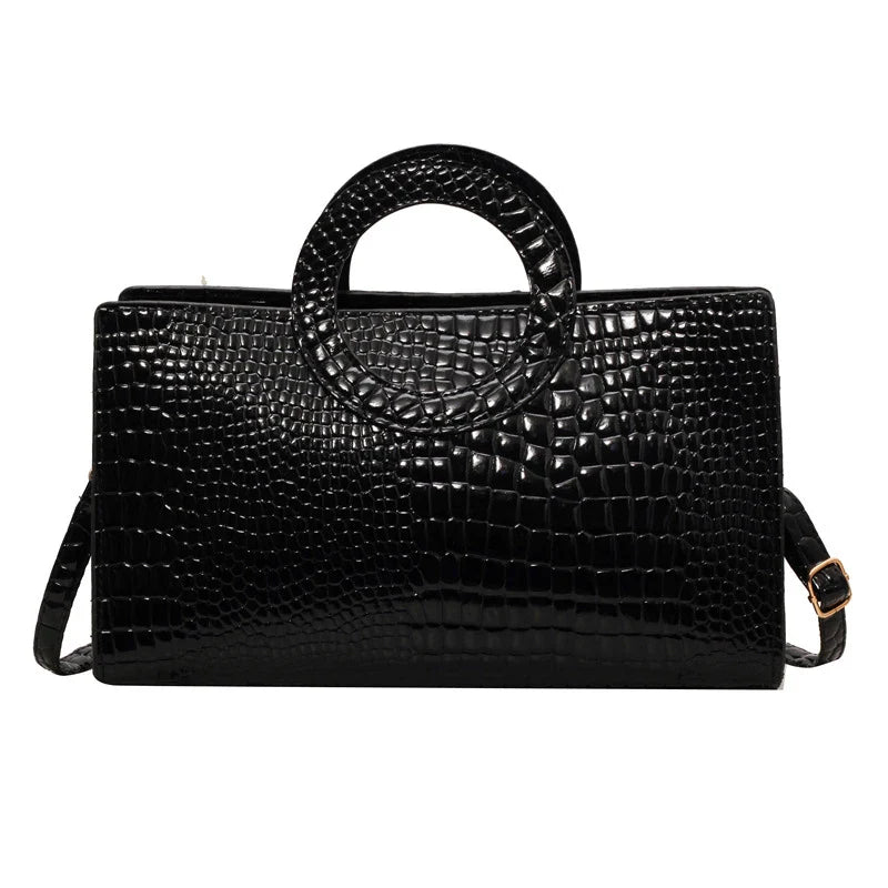 Sac à main de luxe pour femmes motif crocodile | Sac à bandoulière et sac bandoulière tendance (grand sac à main en cuir PU de marque célèbre, grande capacité)