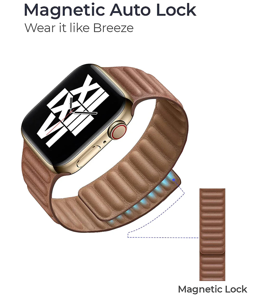 Apple Watch Leather Band - Premium Magnetic Loop Strap