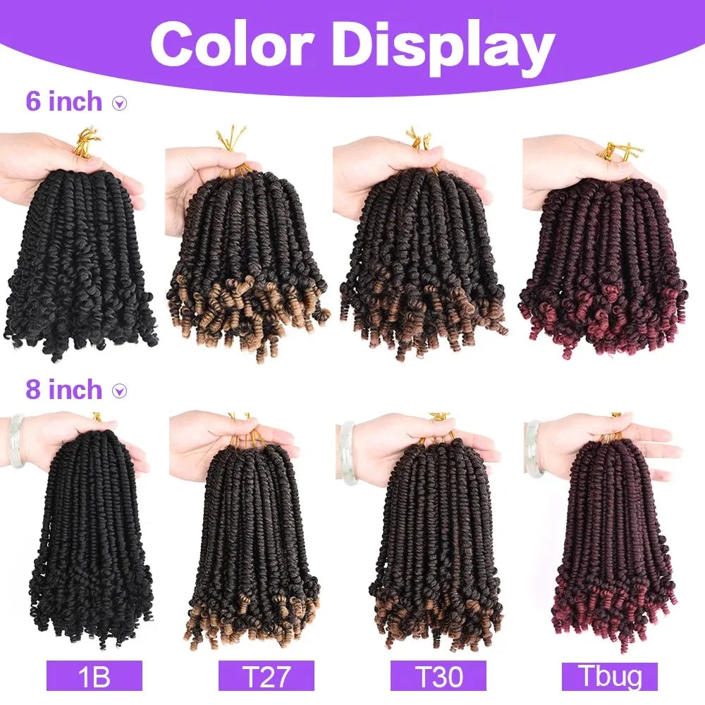Tresses Bob Spring Twist au crochet | Tresses Passion pré-torsadées | Tresses pré-bouclées | 15-20 cm | 20 mèches/paquet