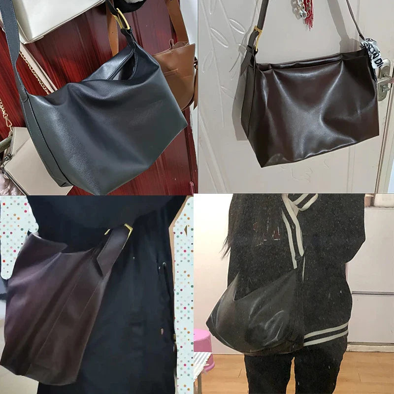 Sac à bandoulière vintage grande capacité | Sacoche souple en cuir à porter en bandoulière ou à l'épaule (Sac à main décontracté portable - Bolsa)