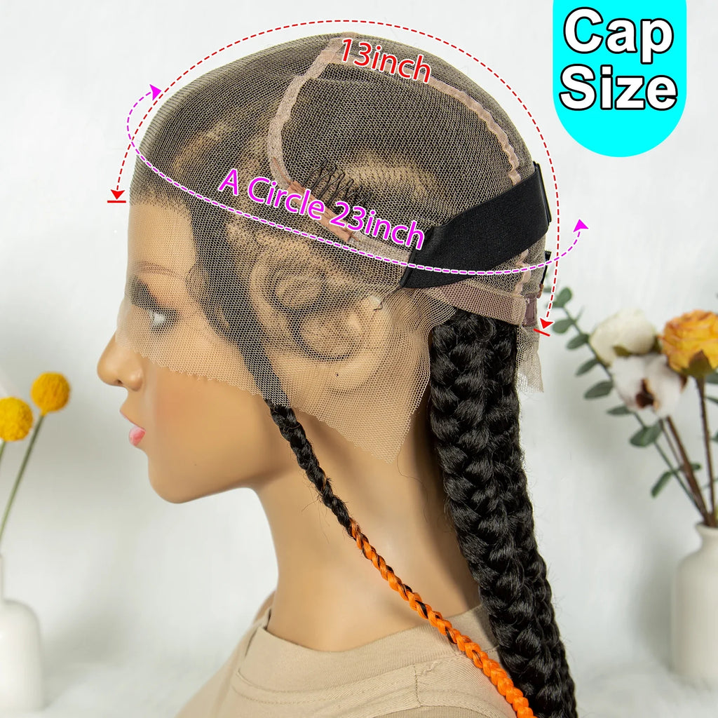 Perruque en dentelle complète tressée sans nœuds | Tresses africaines | Cheveux de bébé | Perruque tressée synthétique
