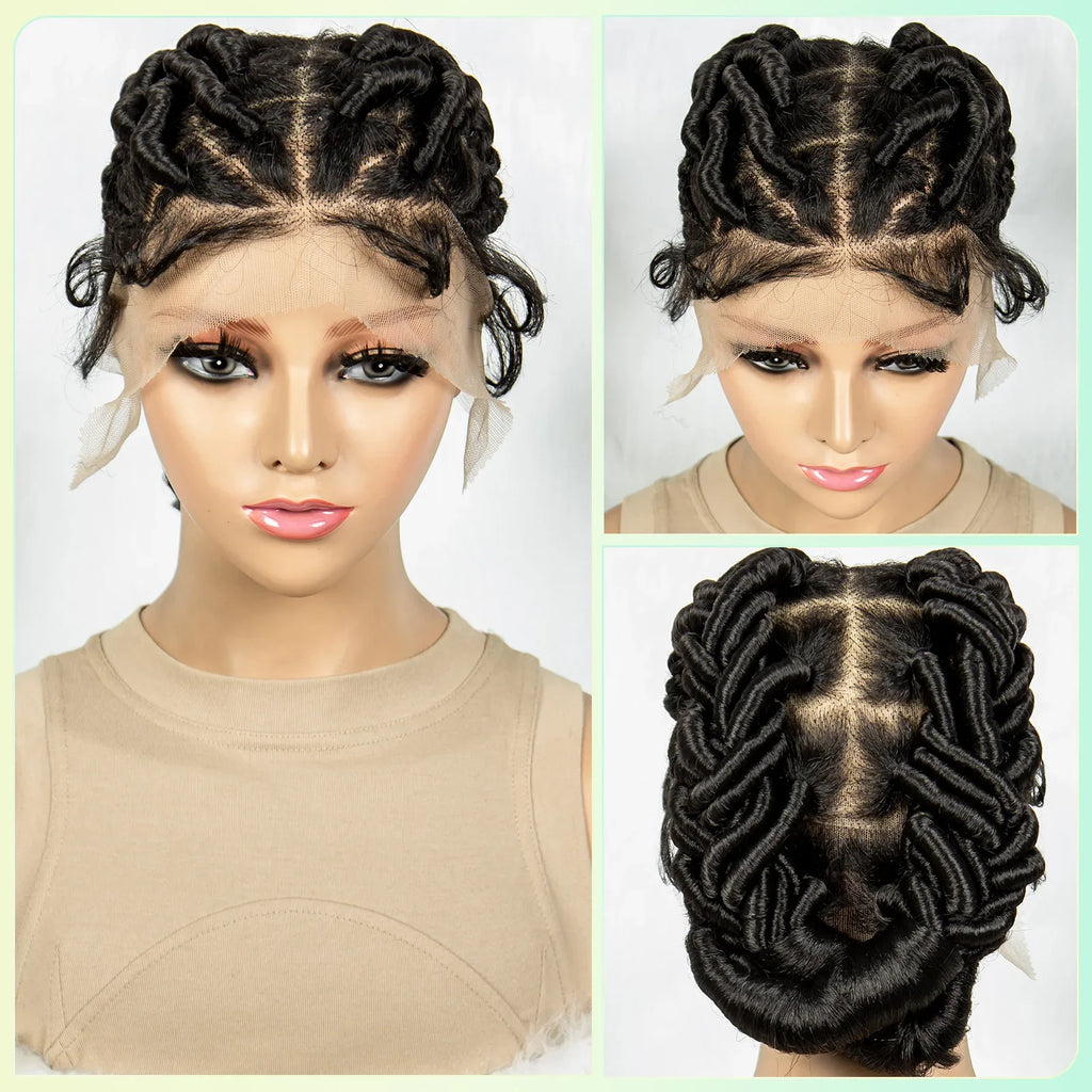 Perruque Lace Front Invisible Tressée sans Nœuds | Tresses au Crochet | Dentelle Transparente | Femmes Noires