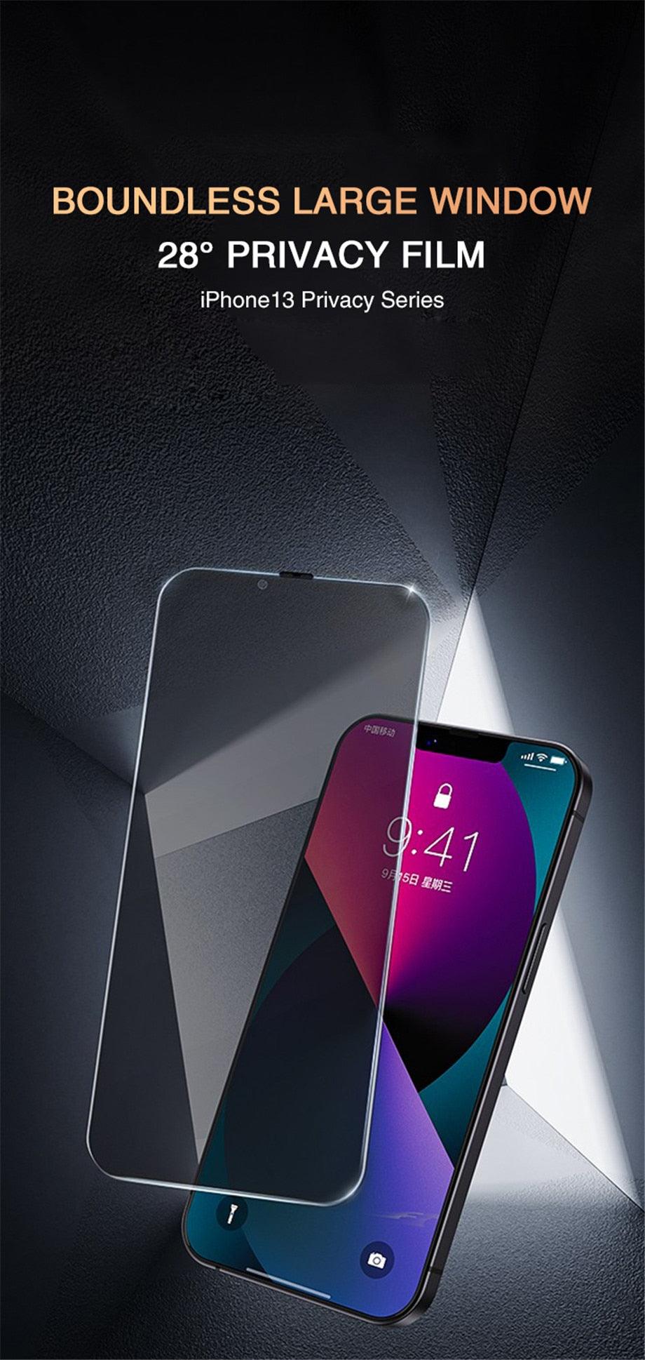 3PCS Privacy Screen Protector For iPhone 14 PRO MAX Anti-Spy Glass For iPhone 13 12 11 XS Max XR 7 8 Plus SE 2022 Tempered Glass 9H Hardness Tempered Glass Anti Spy Case Friendly Screen Protector