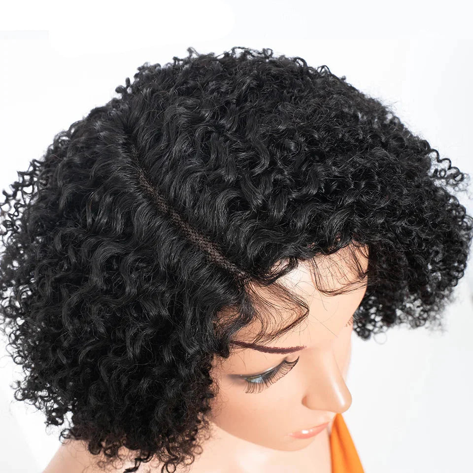 Perruque courte bob Ombre Honey 4/27 Afro Kinky Curly | Perruque en dentelle de cheveux humains avec baby hair