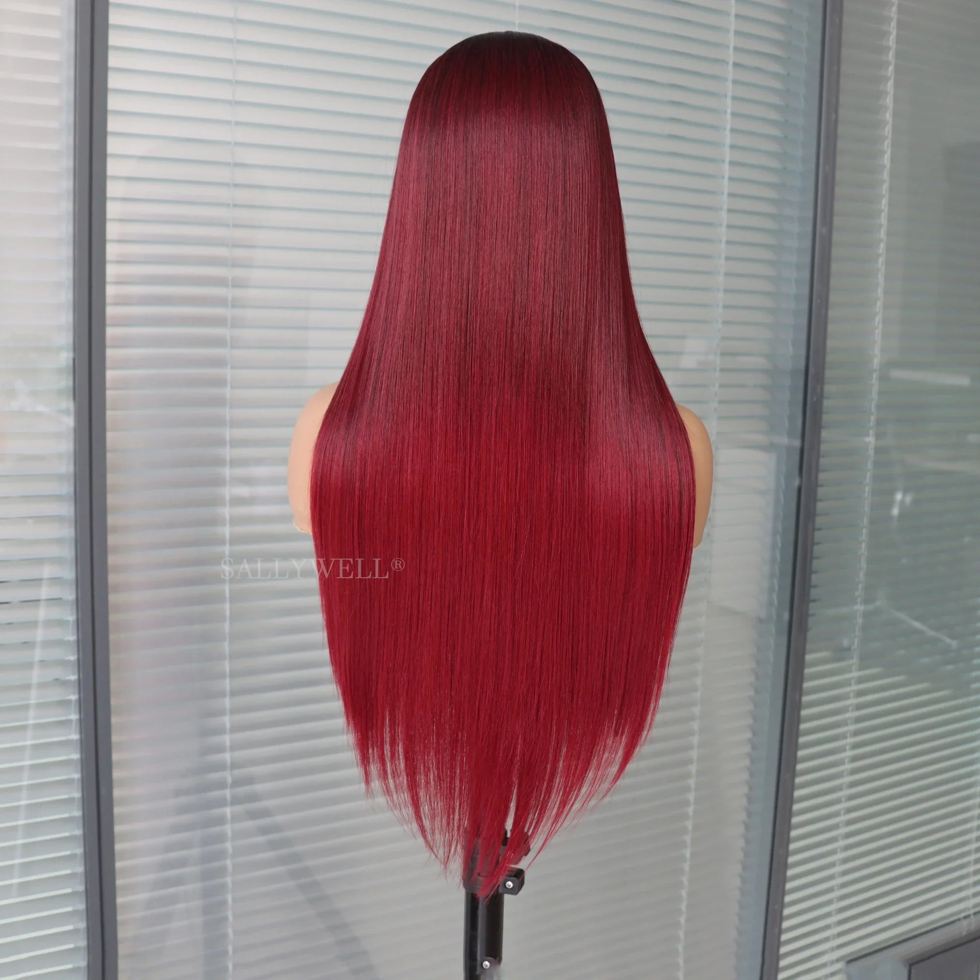 13x4 Burgundy Straight Lace Front Wig | Heat Resistant Synthetic Hair | Pre-Plucked | Natural Hairline