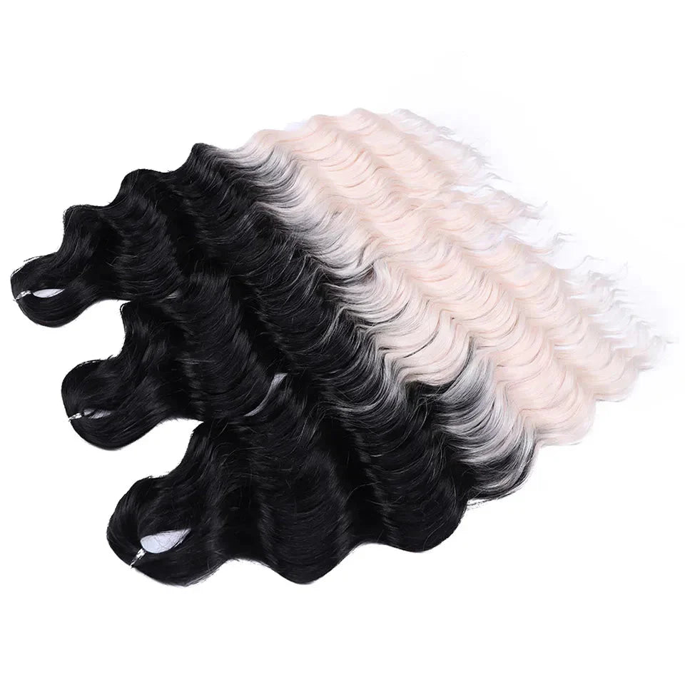 Cheveux au crochet torsadés orange de 24 pouces | Extensions de tresses synthétiques Deep Wave | Cheveux Water Wave | Fibre résistante à la chaleur | 60 mèches/paquet