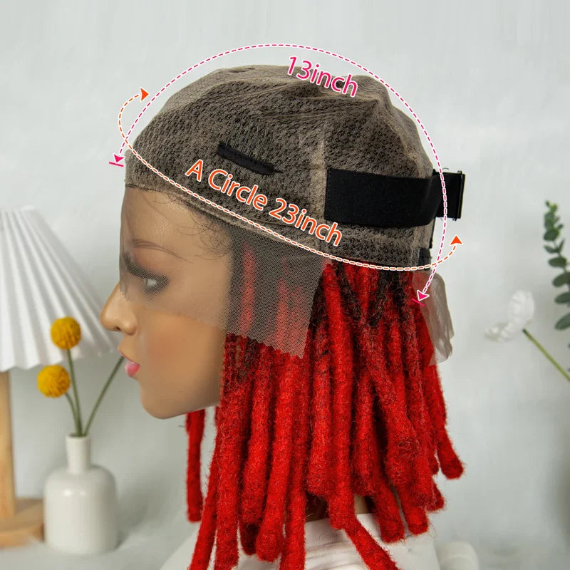 Perruque courte avec tresses africaines et nattes | Dentelle complète | Cheveux de bébé | Inspiration africaine