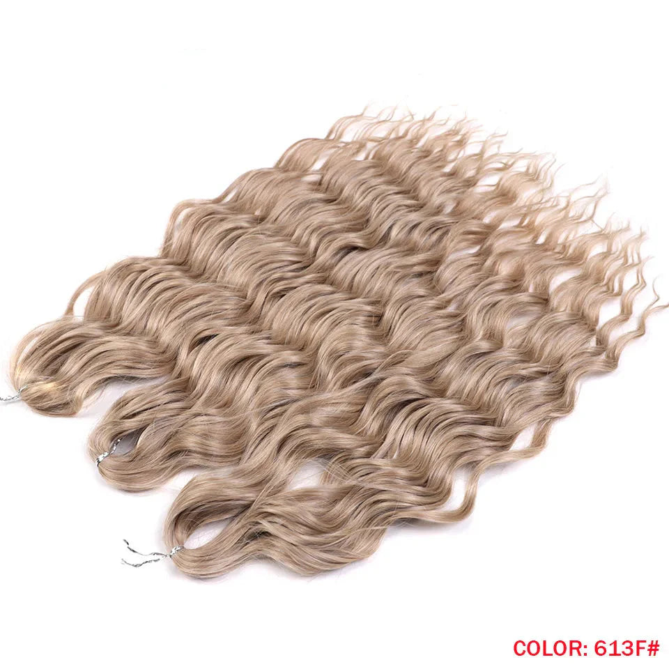 Cheveux au crochet torsadés orange de 24 pouces | Extensions de tresses synthétiques Deep Wave | Cheveux Water Wave | Fibre résistante à la chaleur | 60 mèches/paquet