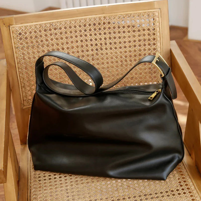 Sac à bandoulière vintage grande capacité | Sacoche souple en cuir à porter en bandoulière ou à l'épaule (Sac à main décontracté portable - Bolsa)