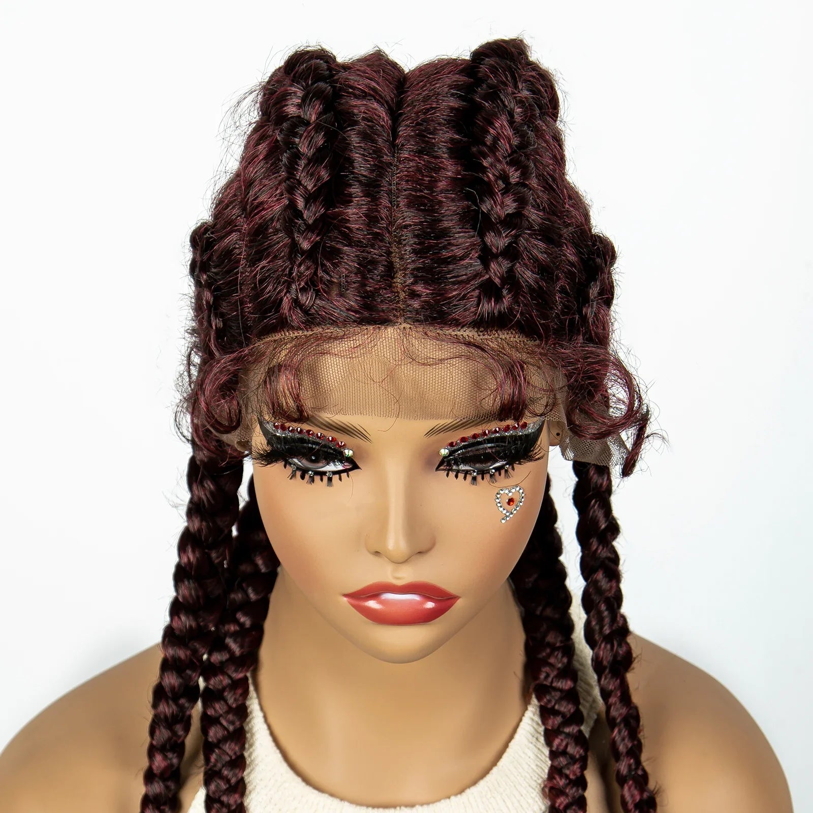 Perruque tressée de 36" 27/613 blonde cornrow | Tresses africaines frontales en dentelle | Perruque synthétique avec cheveux de bébé pour femmes noires