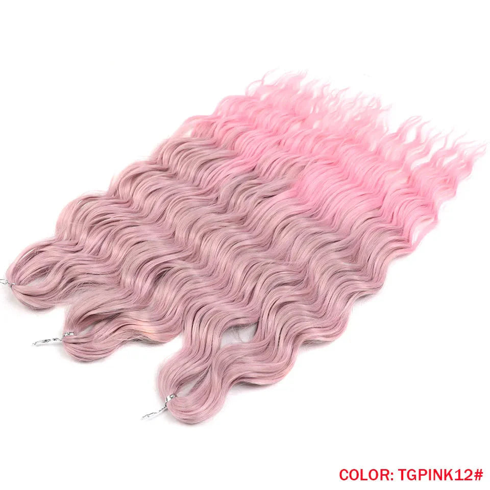 Cheveux au crochet torsadés orange de 24 pouces | Extensions de tresses synthétiques Deep Wave | Cheveux Water Wave | Fibre résistante à la chaleur | 60 mèches/paquet