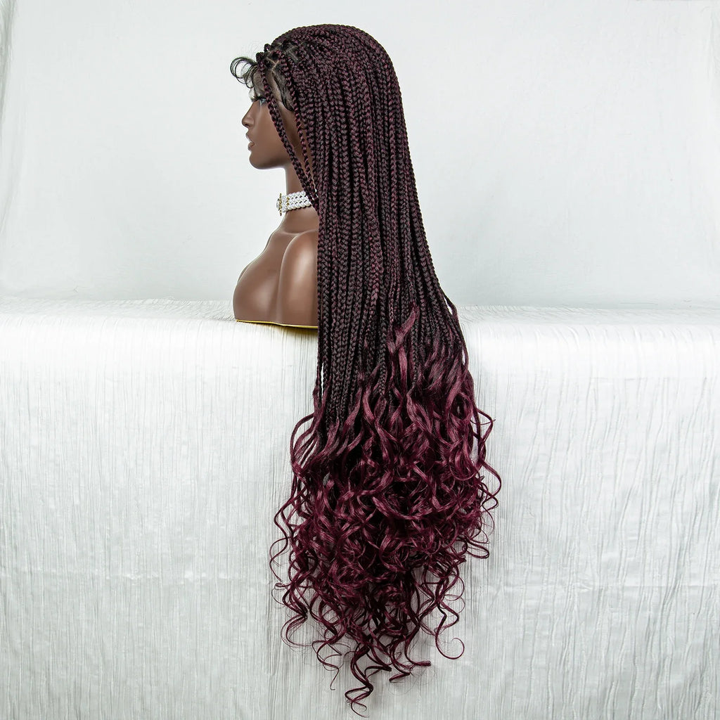 Perrue tressée Water Wave 36" | Dentelle frontale | Cheveux de bébé | Longues tresses