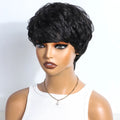 Perruque coupe courte Rebecca P1B/30 | Cheveux humains brésiliens bouclés avec raie sur le côté