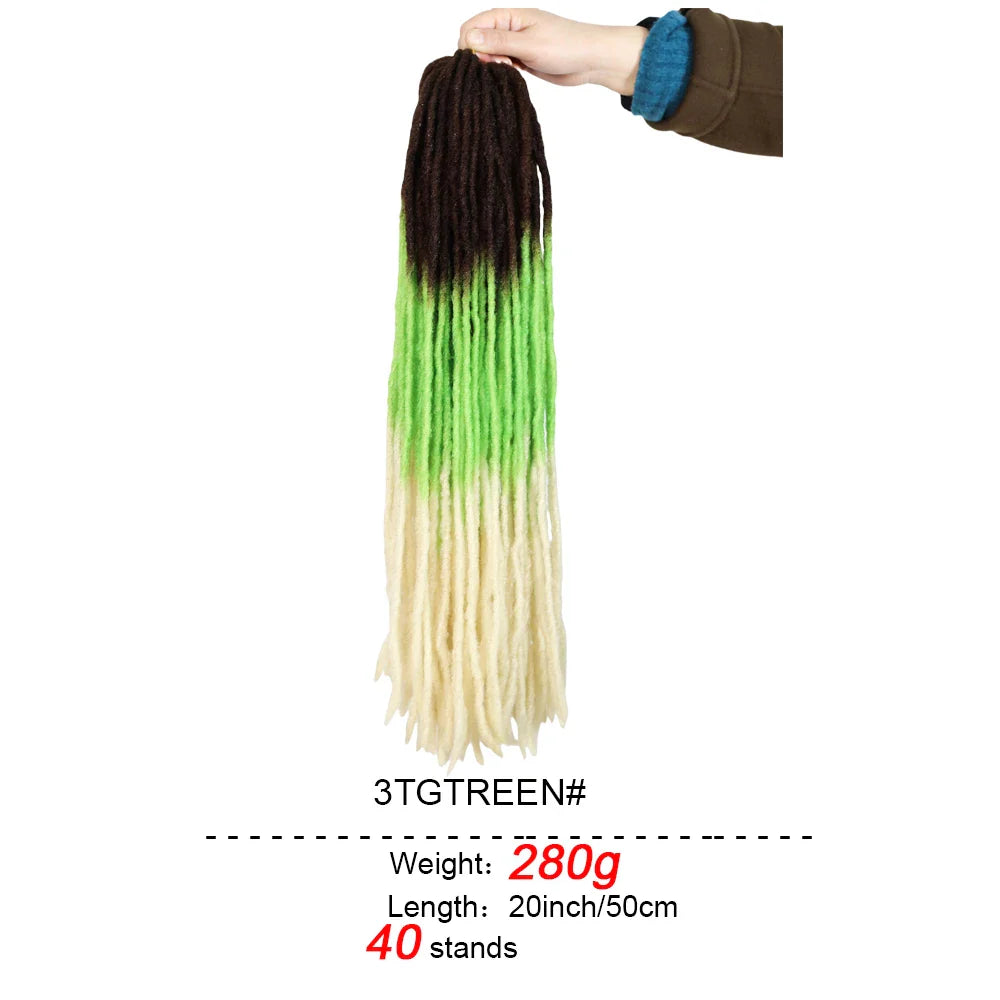 Cheveux au crochet Ombrés Souples de 20 Pouces (Dreadlocks) | Fausses locs Synthétiques Lisses pour Femmes Noires (Fibre Kanekalon)